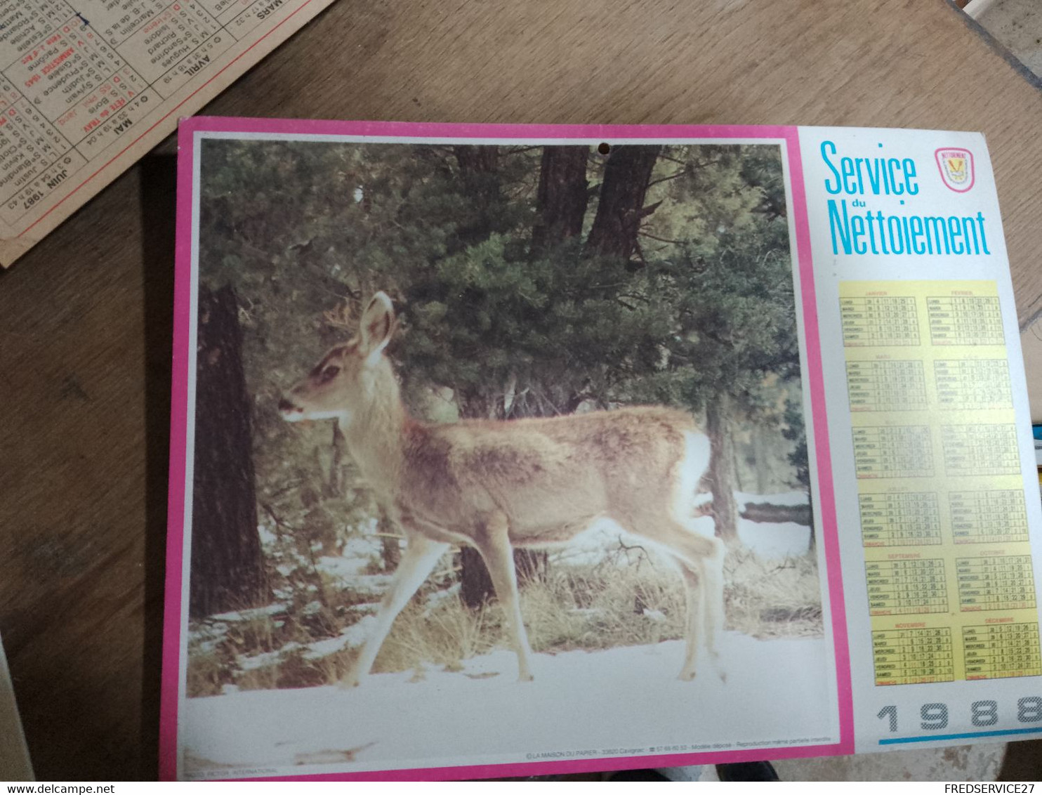 62 /  CALENDRIER 1988  SERVICE DU NETTOIEMENT - Formato Grande : 1981-90