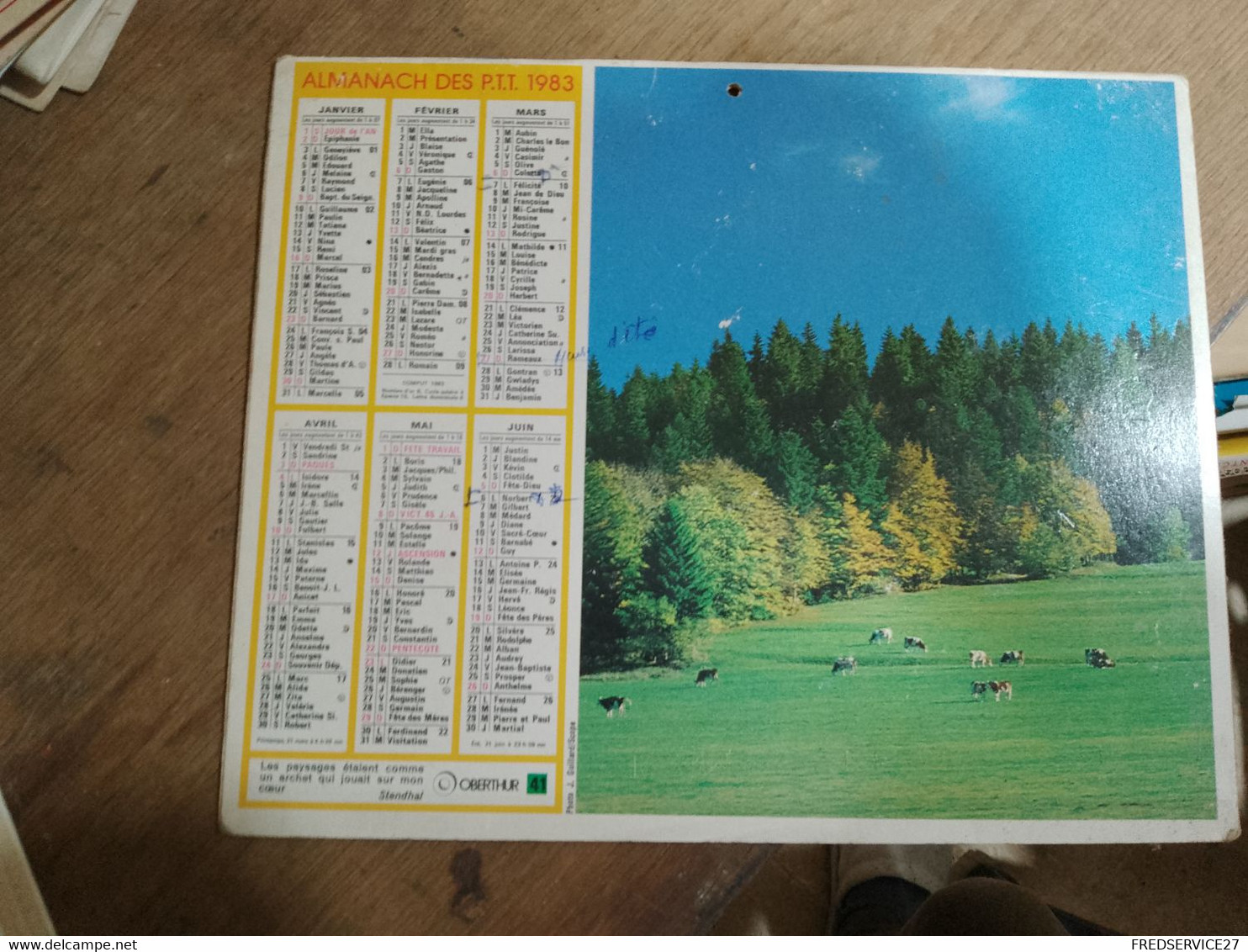 62 /  CALENDRIER 1983  ALMANACH DES P.T.T. - Big : 1981-90