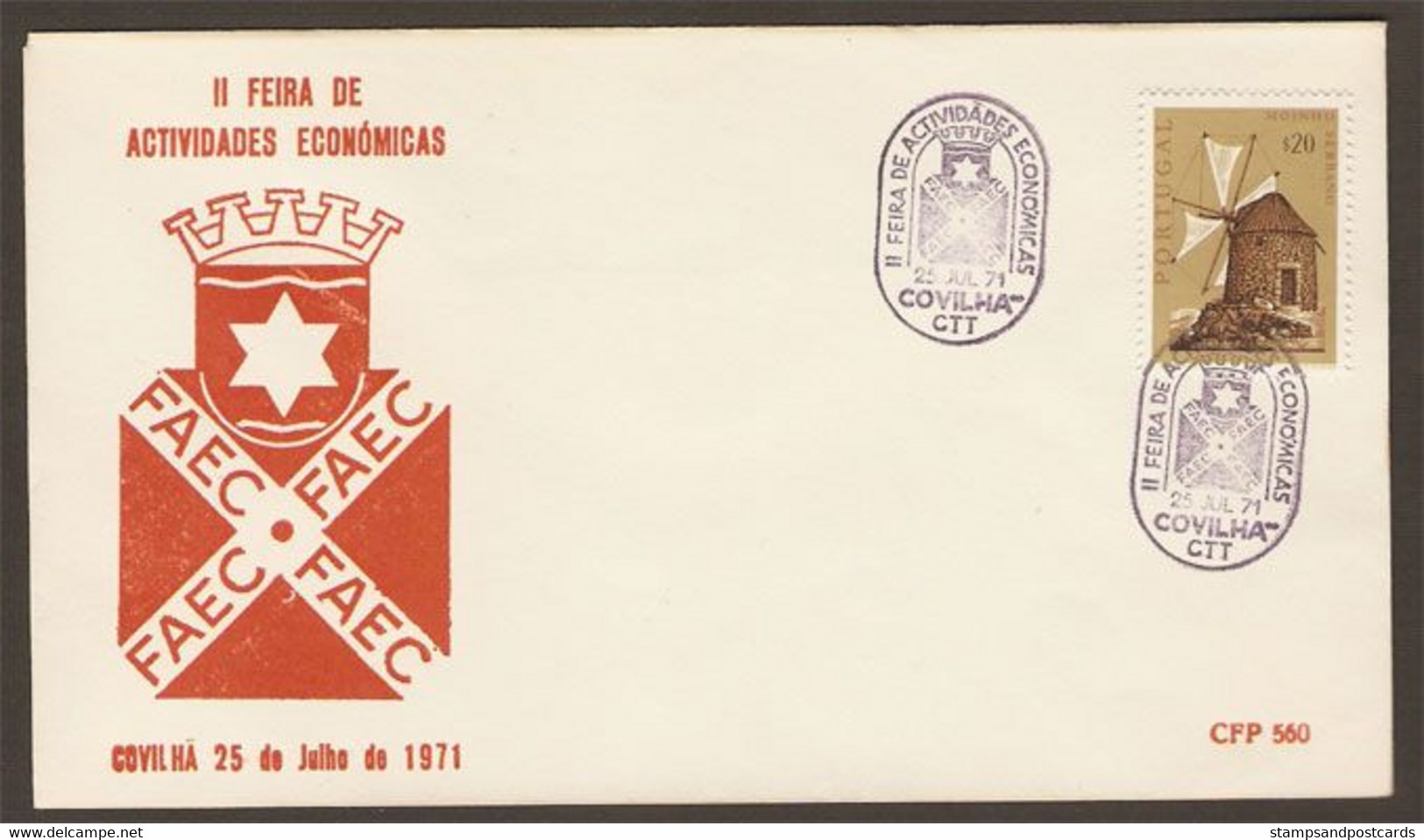 Portugal Foire Des Activités économiques Covilhã Cachet Commemoratif 1971 Event Postmark Business Fair - Postal Logo & Postmarks