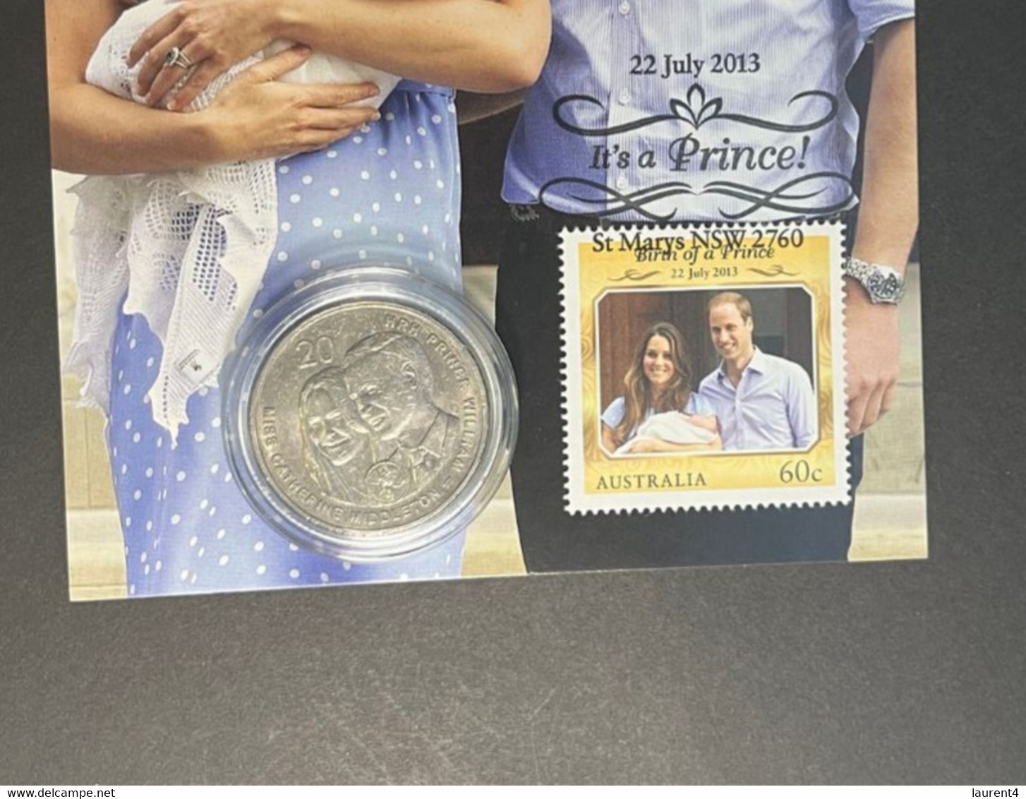 (1 Oø 28 A) Australian Royal Baby Prince George MAXICARD With 20 Cent Royal Wedding Coin - 20 Cents