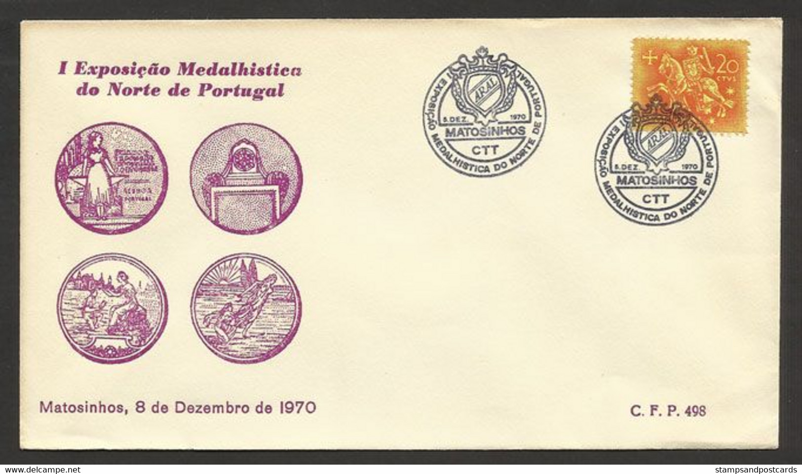 Portugal Cachet Commémoratif  Expo Medailles Matosinhos 1970 Event Postmark Medals Expo 1970 - Postal Logo & Postmarks