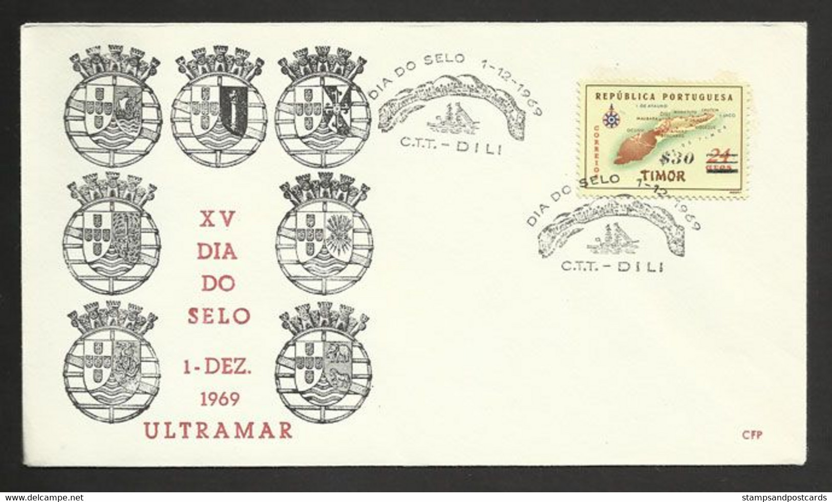 Timor Oriental Portugal Cachet Commémoratif Journée Du Timbre 1969 East Timor Event Postmark Stamp Day - Osttimor
