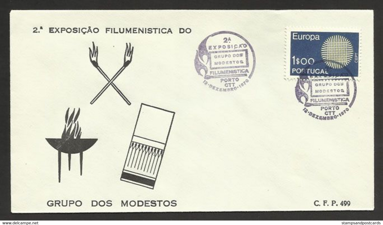 Portugal Cachet A Date Expo Boîtes Allumettes 1970 Porto Event Pmk Matches Matchbook Expo - Postal Logo & Postmarks