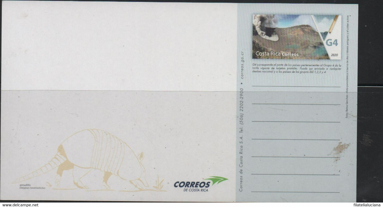 Costa Rica 2020 Postcard Volcan Turrialba National Park Armadillo - Volcans