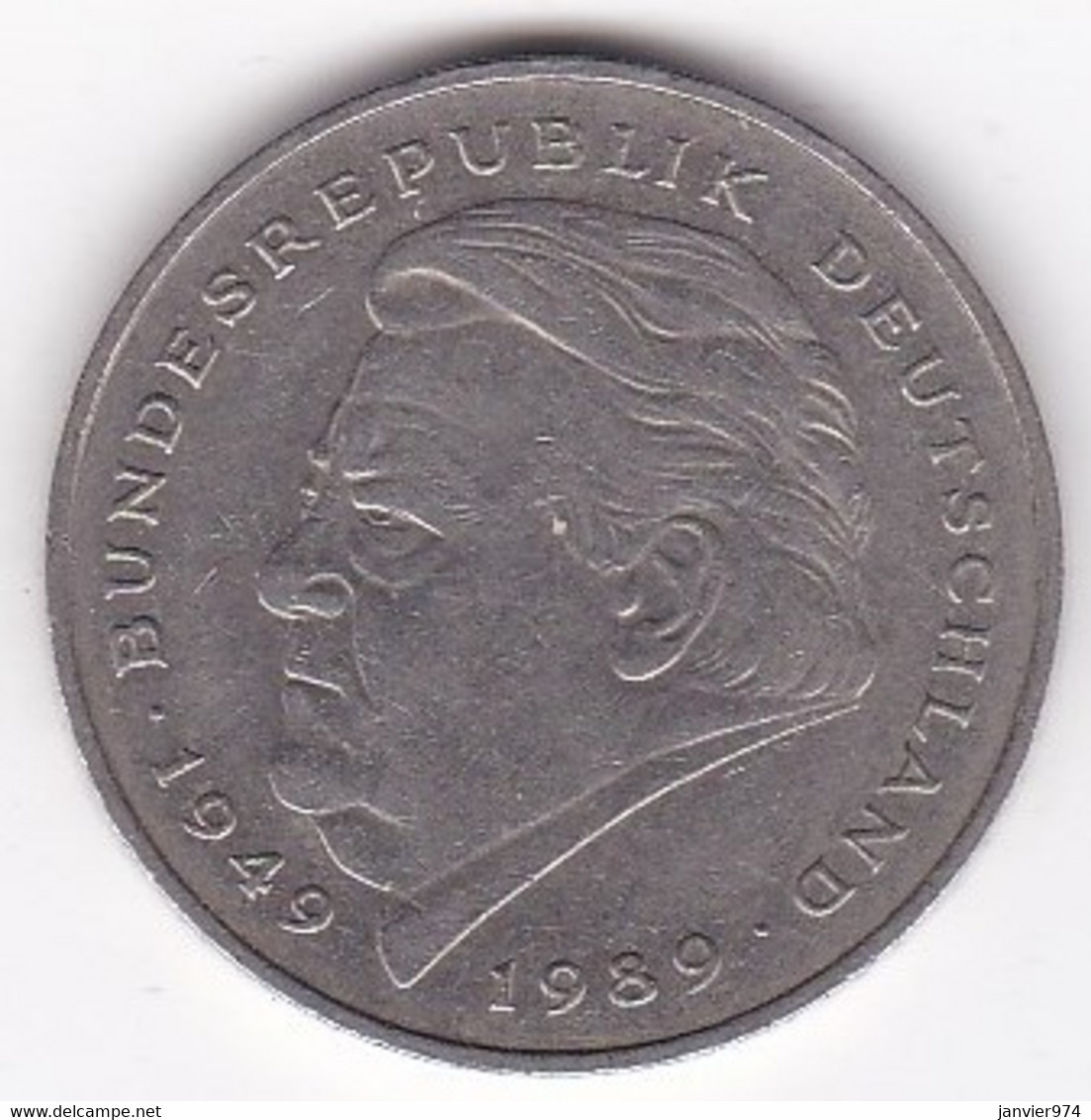 2 Deutsche Mark 1990 D Munich, Franz Josef Strauss ,KM# 175 - 2 Marchi