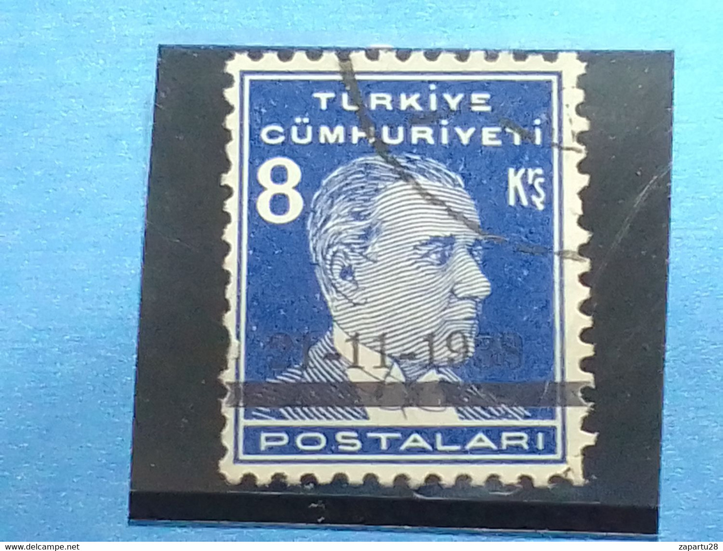 TÜRKİYE.- -1938- 8K. ATATÜRK MATEM SÜRSARJLI DAMGALI - Gebraucht