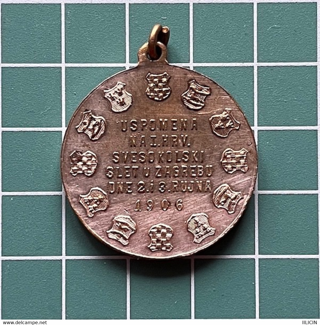 Medal Plaque Plakette PL000175 - Gymnastics Sokol Austria Hungary Croatia Hrvatska Zagreb 1906 - Gymnastik