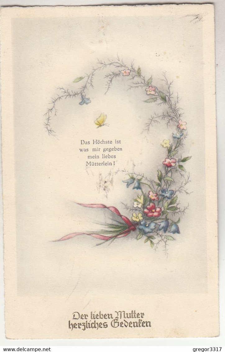 C3799) Muttertag - Der Lieben MUTTER Herzliches Gedenken - Blumen SCHMETTERLING 1954 - Festa Della Mamma