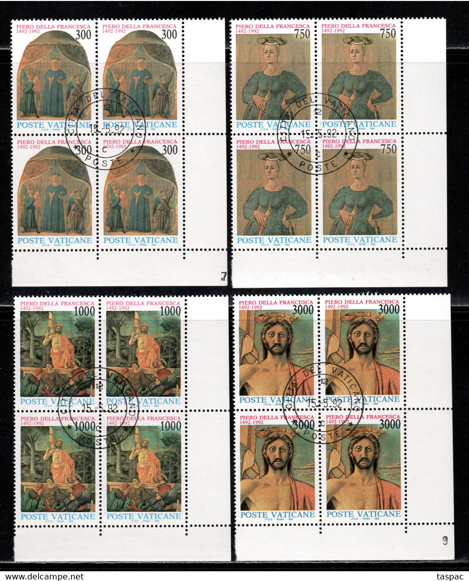 Vatican 1992 Mi# 1060-1063 Used - Set In Blocks Of 4 - Piero Della Francesca / Frescoes - Gebruikt