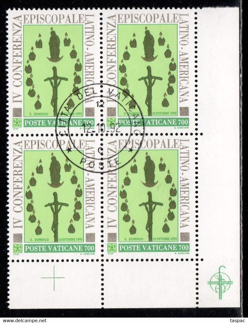 Vatican 1992 Mi# 1070 Used - Block Of 4 - 4th General Conference Of The Latin American Episcopacy - Used Stamps