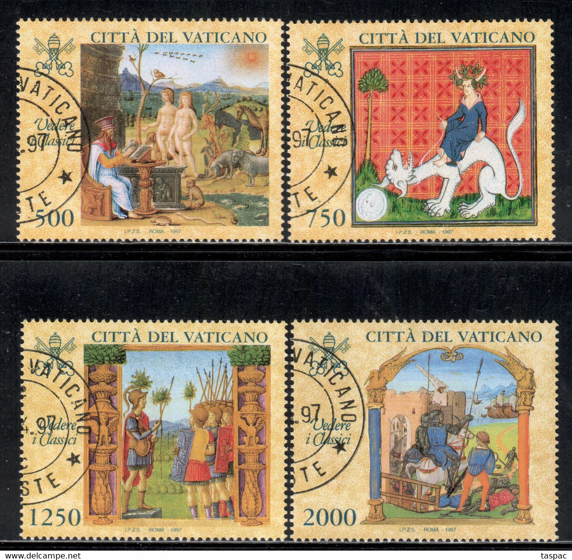 Vatican 1997 Mi# 1210-1213 Used - Pictures From Texts Of Latin And Greek Classics - Gebruikt
