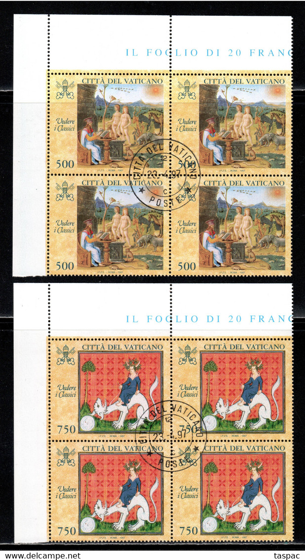 Vatican 1997 Mi# 1210-1213 Used - Set In Blocks Of 4 - Pictures From Texts Of Latin And Greek Classics - Usati