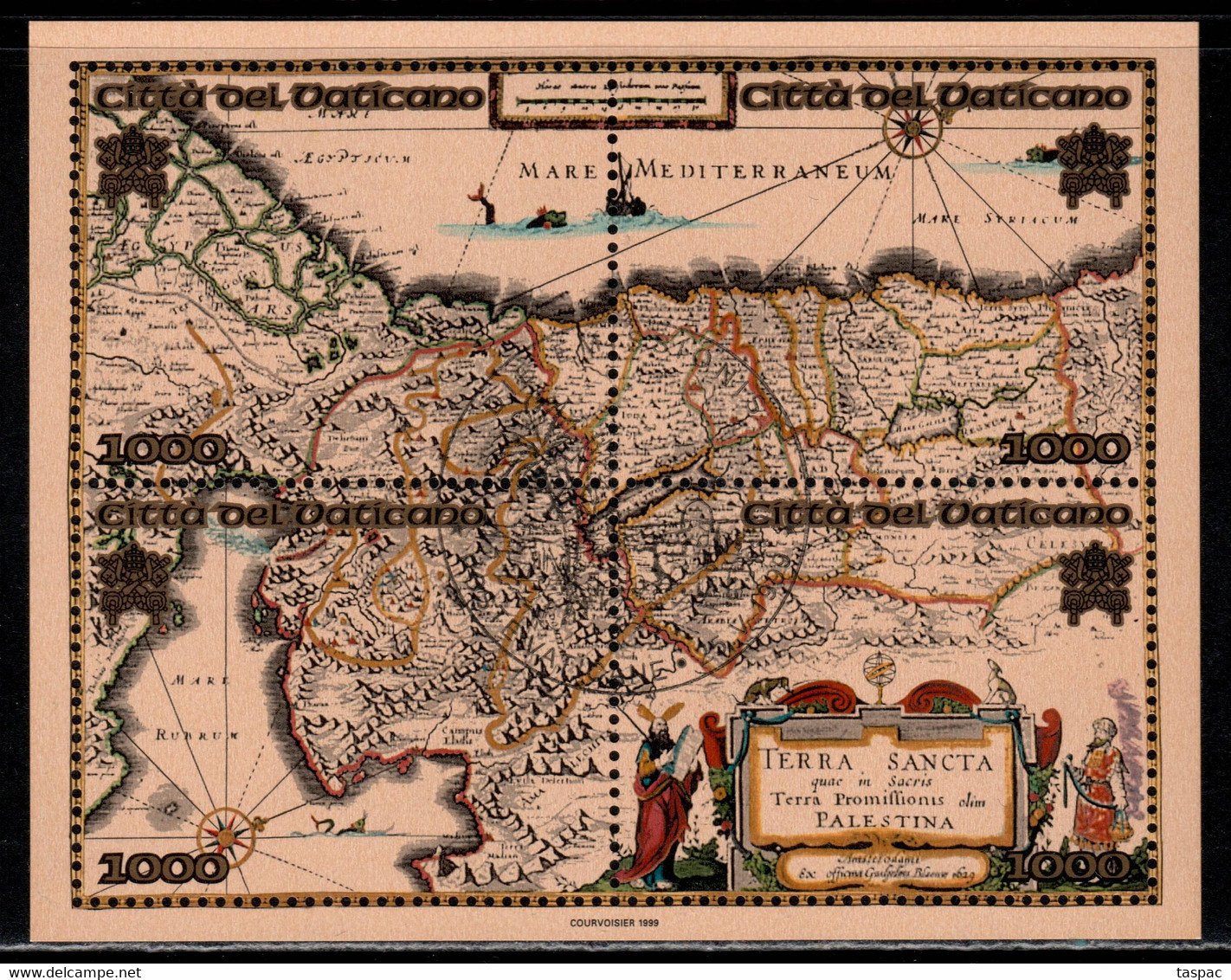 Vatican 1999 Mi# Block 20 Used - Map Of Holy Land From Geographia Blaviana, 17th Cent. - Usati