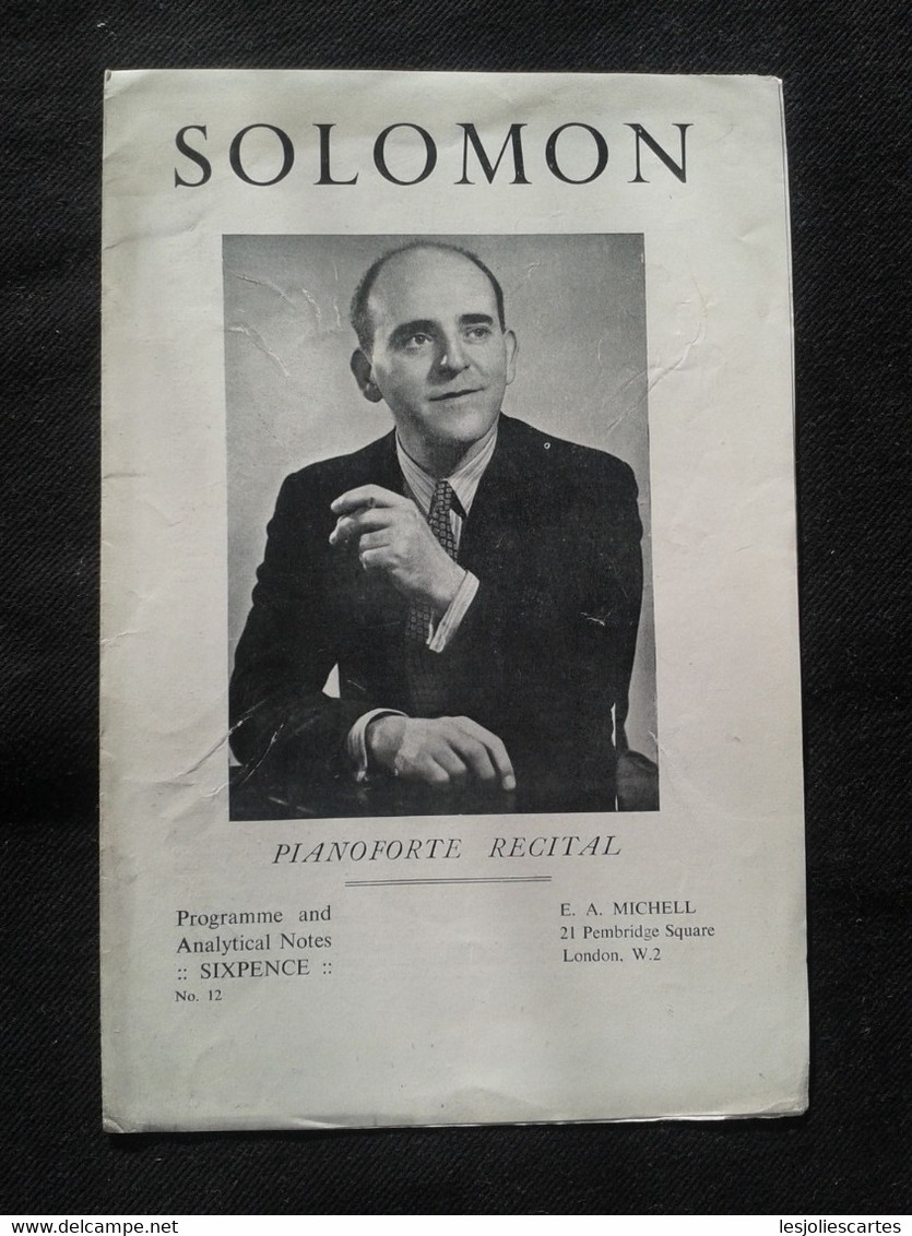 SOLOMON CUTNER PIANISTE KLAVIER PIANIST PIANO RECITAL CONCERT NUMERO 12 PROGRAMME PROGRAM - Programme