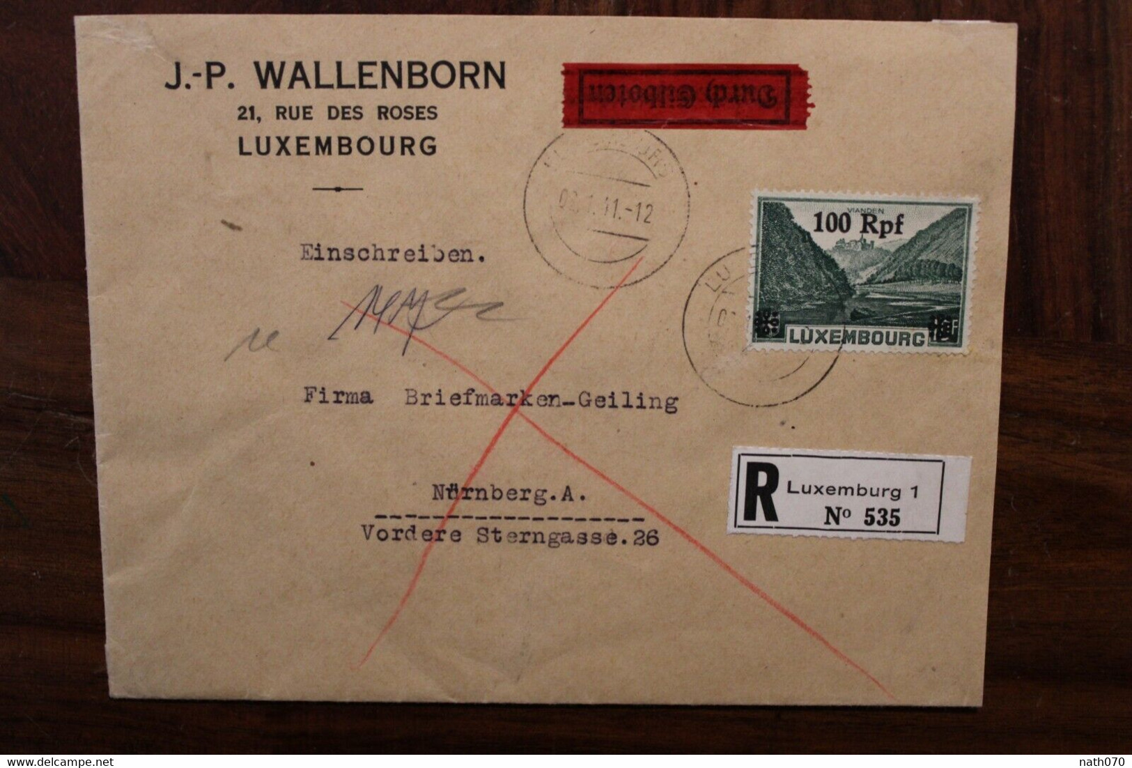 LUXEMBURG 1941 Durch Eilboten Einschreiben Cover Luxembourg Registered Recommandé Besetzung - 1940-1944 Ocupación Alemana