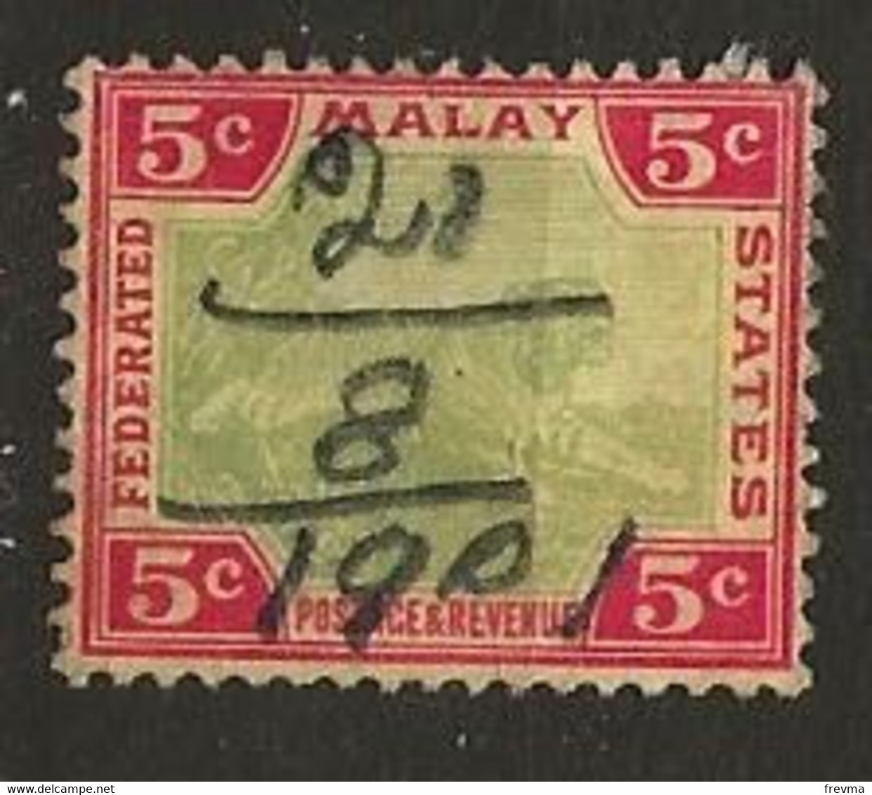 Timbre Malesia STATI FEDERATI 1901 Yvert N 18 Belle Obliteration Filigrane CA + Couronne - Malaya (British Military Administration)