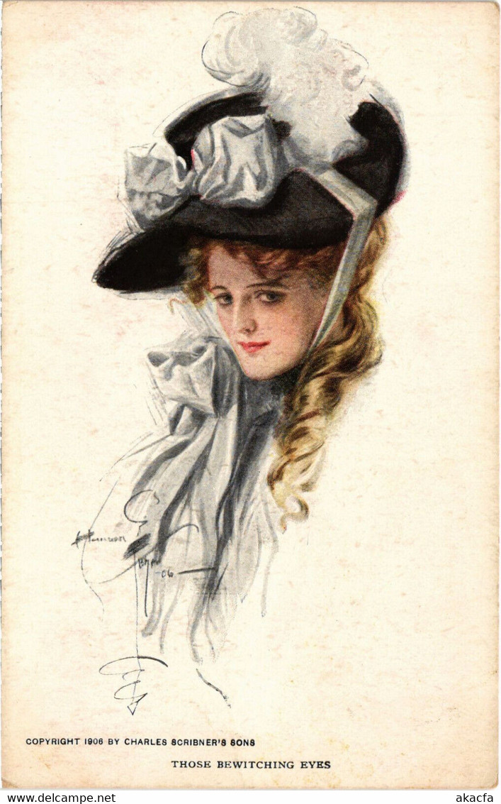 PC ARTIST SIGNED, HARRISON FISHER, BEWITCHING EYES, Vintage Postcard (b45224) - Fisher, Harrison