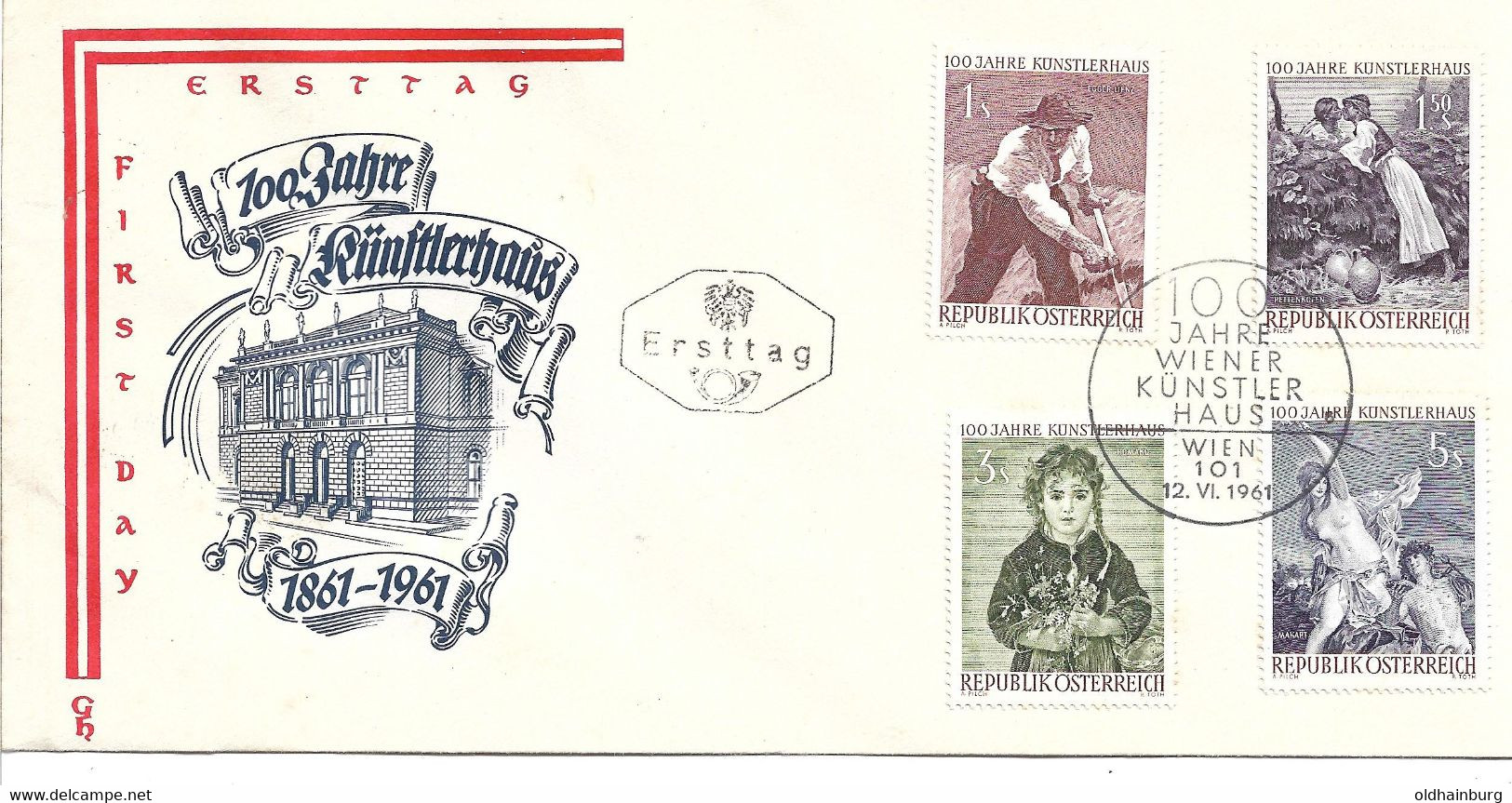 4111h: Österreich 1961, Satz- FDC Künstlerhaus - Lettres & Documents