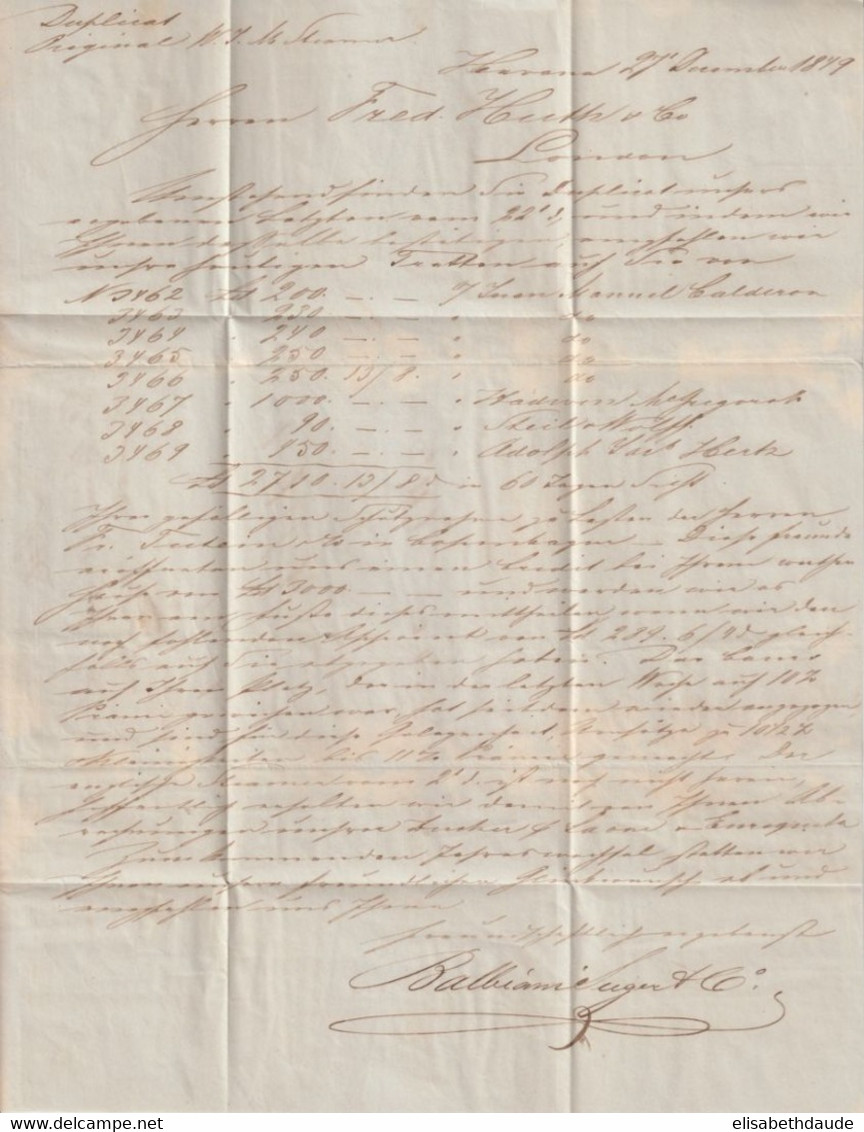 C UBA - 1849 - RARE LETTRE De HAVANA Avec CACHET COMMERCIAL De NEW-YORK Pour LONDON - Préphilatélie