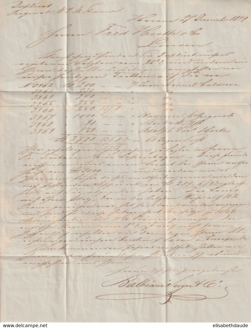 C UBA - 1849 - RARE LETTRE De HAVANA Avec CACHET COMMERCIAL De NEW-YORK Pour LONDON - Vorphilatelie