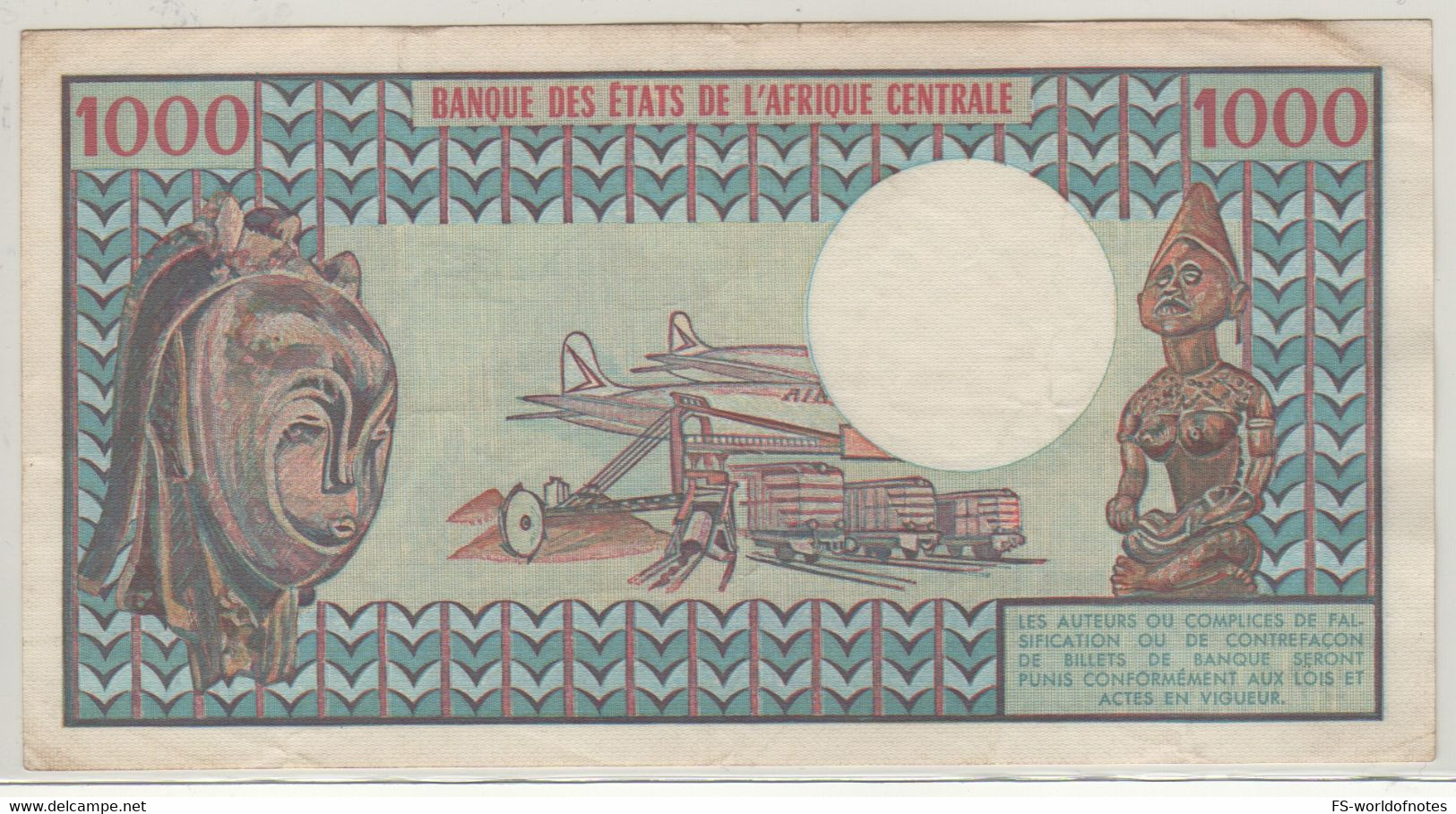 CAMEROON  1'000 Fr   P16d  ( Dated 1-01-1982 Rhumsiki Peak, Hut, Girl +  Mining, Airplanes, Railroad, Carvings At Back) - Kamerun