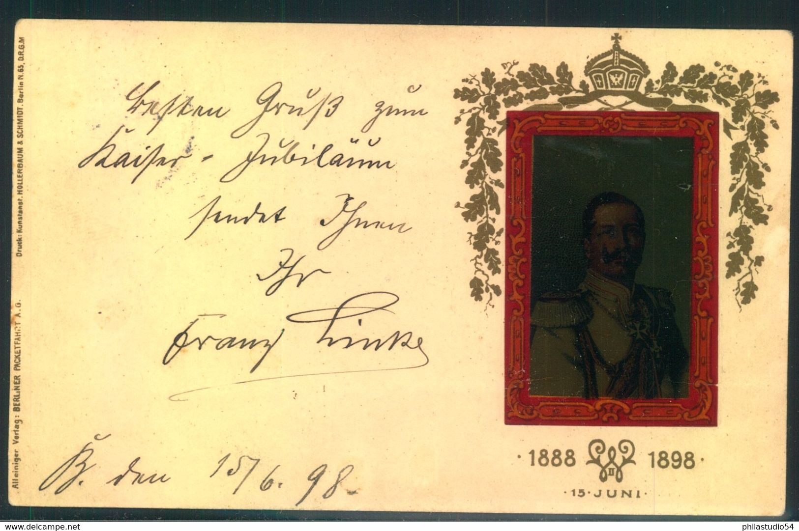 1898, PACKETFAHRT, Ganzsachenkarte Zurm 10-Lährigen Regierungsjubiläum Wilhelm II - Posta Privata & Locale