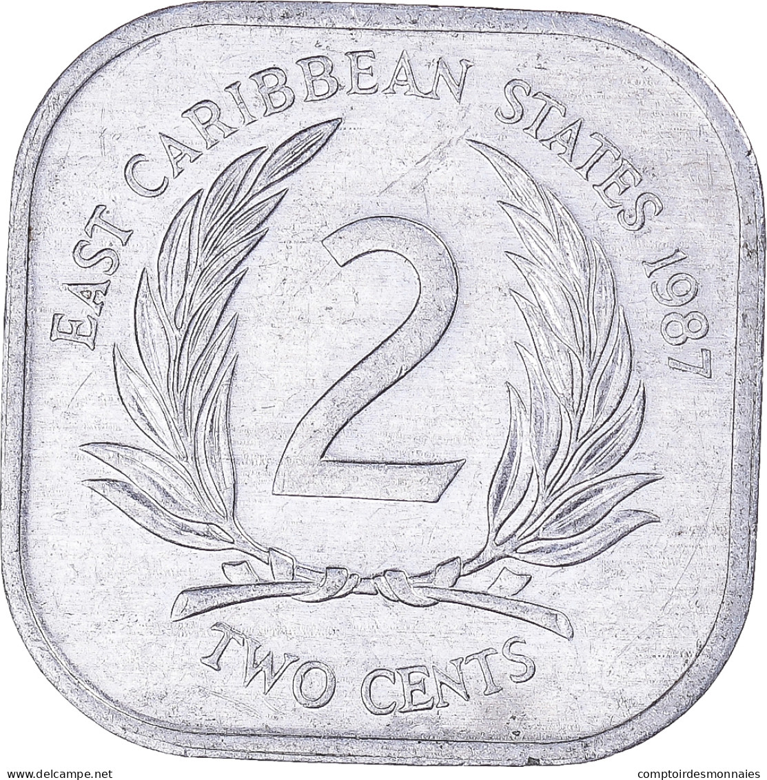 Monnaie, Etats Des Caraibes Orientales, 2 Cents, 1987 - Territoires Britanniques Des Caraïbes
