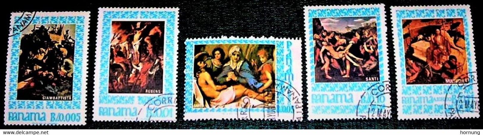 Panama,1967,( CTO-Original Gum), Relligious Paintings.Giambattista, Rubens,Sarto, Santi, -Michel :966-970 - Schilderijen