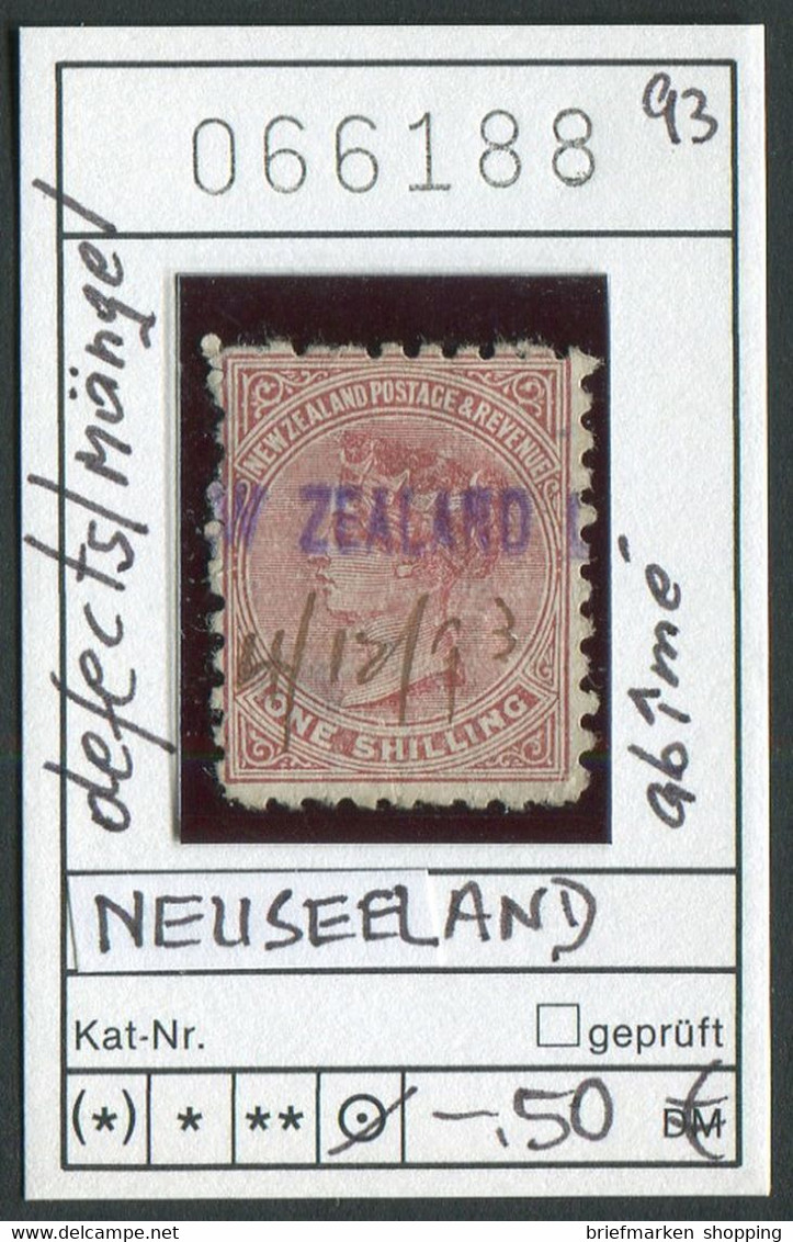 Neuseeland 1893 - New Zealand 1893 - Michel Steuermarke  Tax-stamp : Mängel Defects Abîmé - Oo Oblit. Used Gebruikt - Steuermarken/Dienstmarken