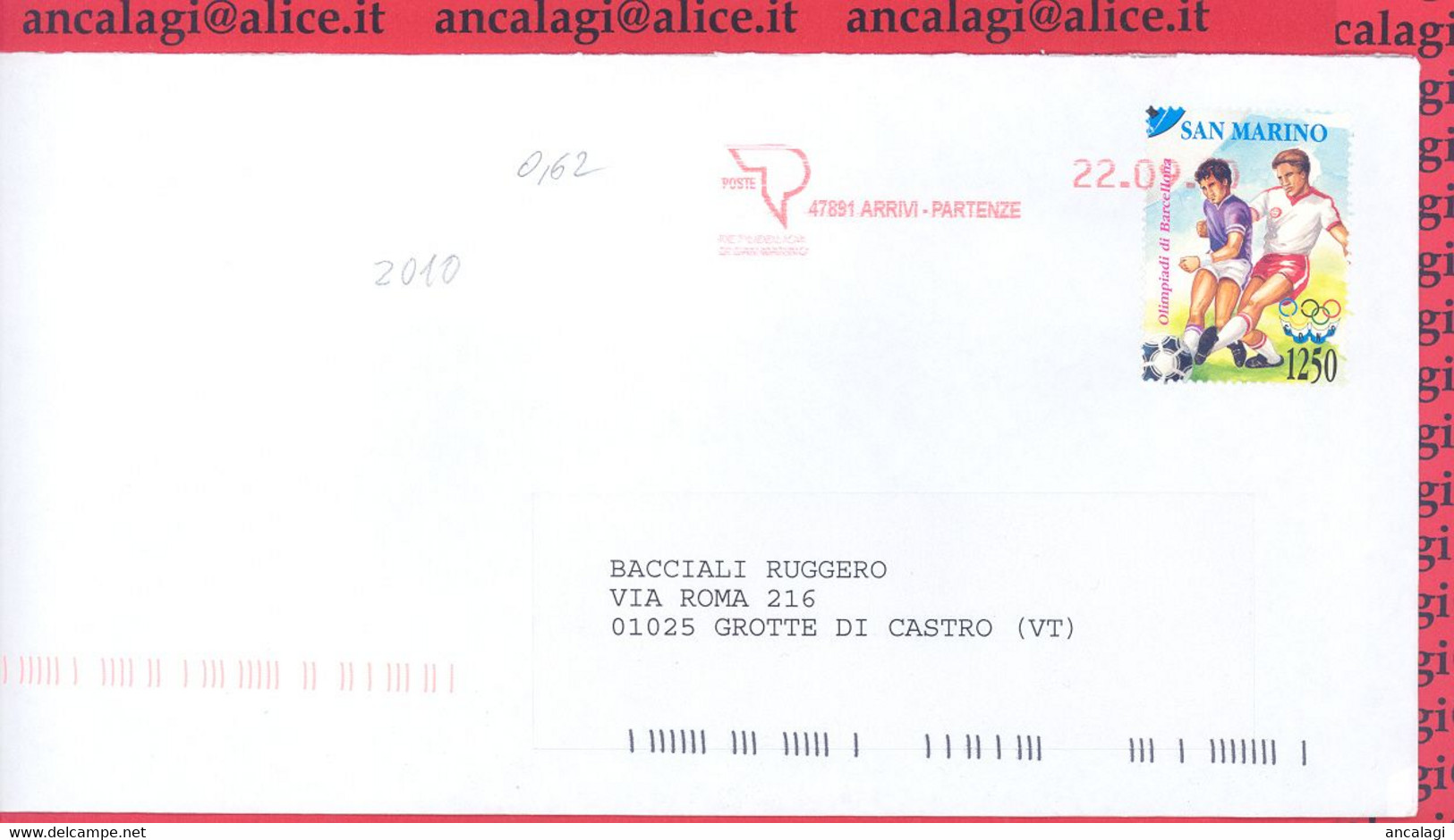 SAN MARINO 2010 - St.Post.077 - Busta Ordinaria "OLIMPIADI DI BARCELLONA" - Vedi Descrizione - - Cartas & Documentos