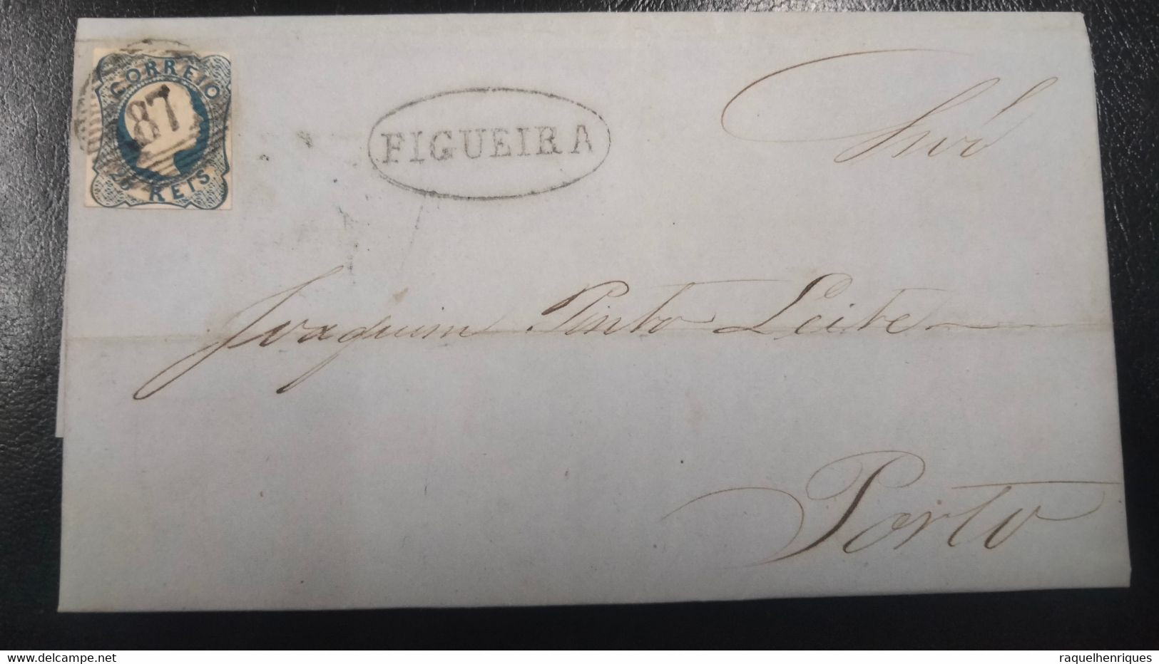 PORTUGAL LETTER - 1857 D. PEDRO V 25 REIS - FIGUEIRA - PORTO (PLB#01-151) - Lettres & Documents