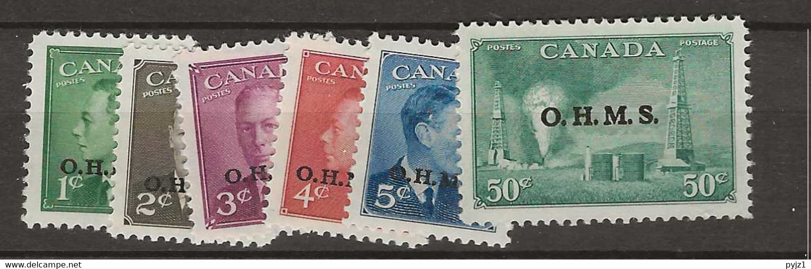 1949 MH Canada Service Mi 11-16 - Overprinted