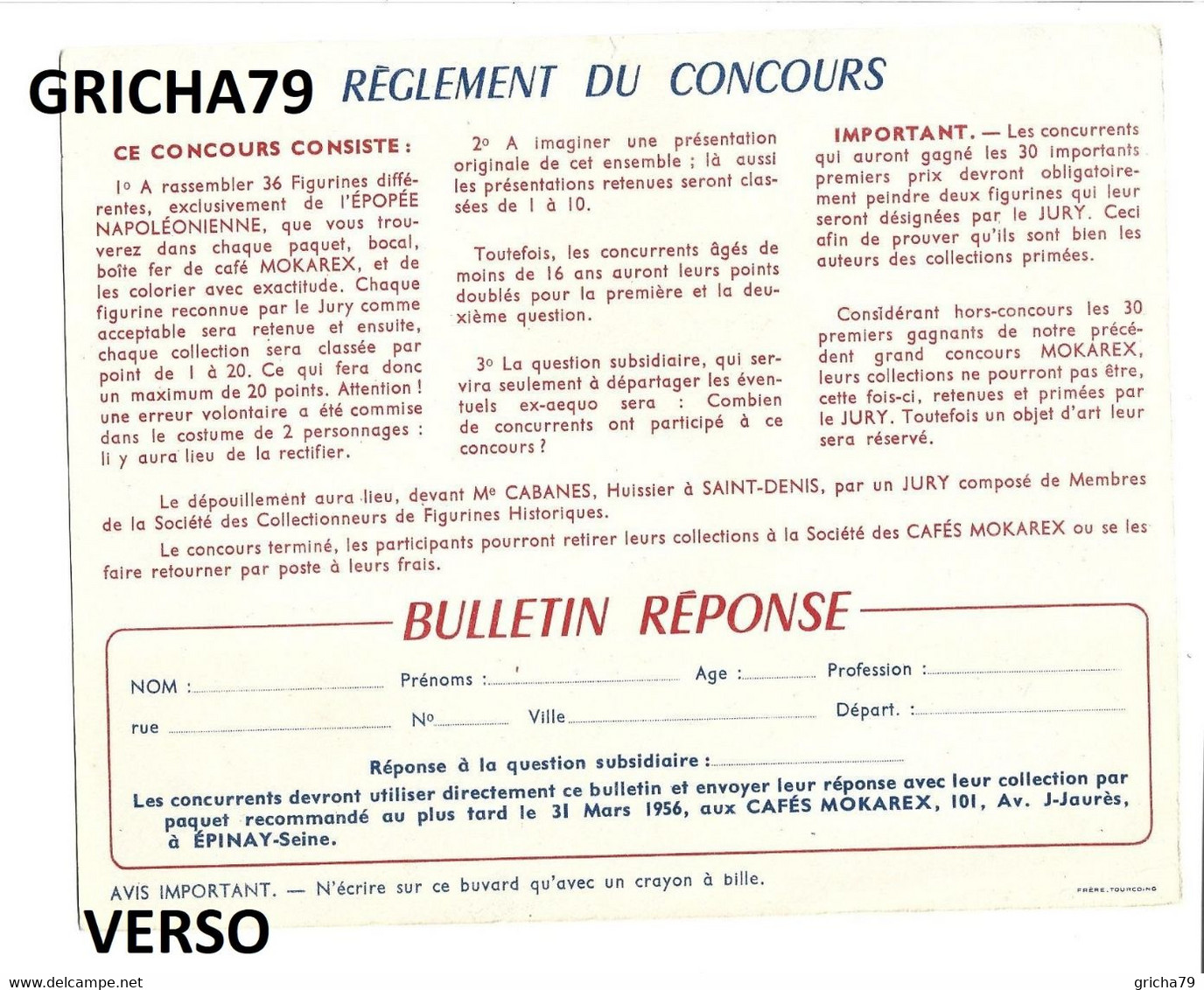 BUVARD - CAFE MOKAREX - L EPOPEE NAPOLEONIENNE - 2EME GRAND CONCOURS - Caffè & Tè