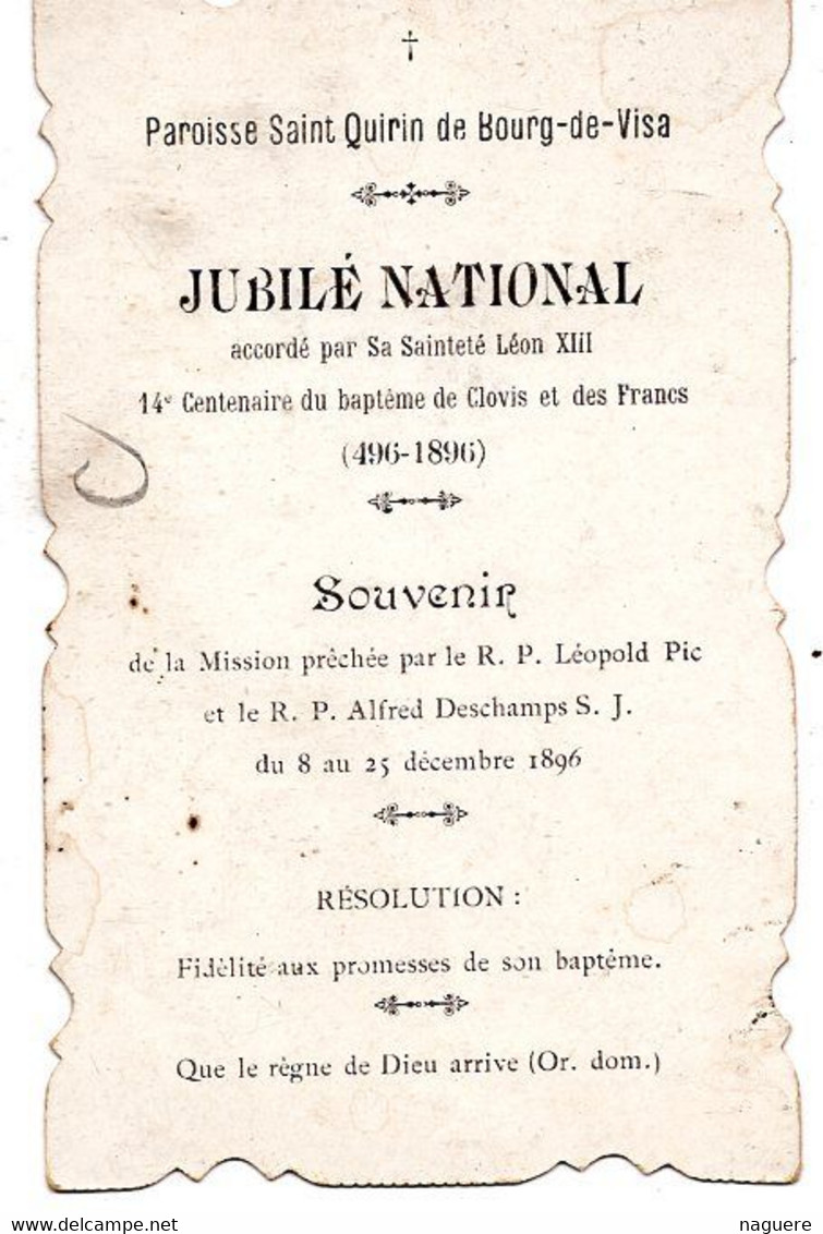 82  PAROISSE DE SAINT QUIRIN DE BOURG DE VISA - JUBILE NATIONAL ACCORDEE PAR LEON XIII - 1896 - Bourg De Visa