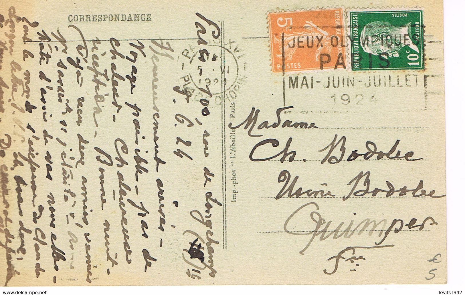 JEUX OLYMPIQUES 1924 -  MARQUE POSTALE -  FOOTBALL - JOUR DE COMPETITION - 05-06 - 1/2 FINALE - - Sommer 1924: Paris