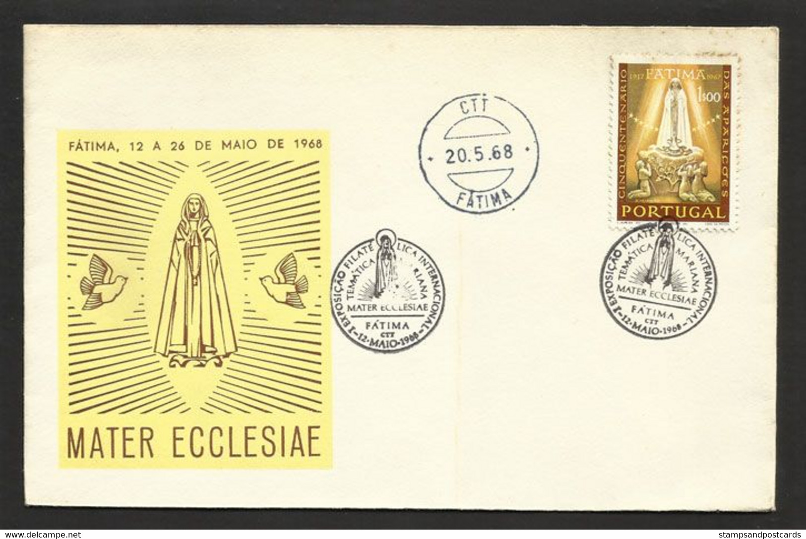 Portugal Cachet Commémoratif Notre Dame De Fatima 1968 Our Lady Of Fatima Sanctuary Event Postmark - Postal Logo & Postmarks