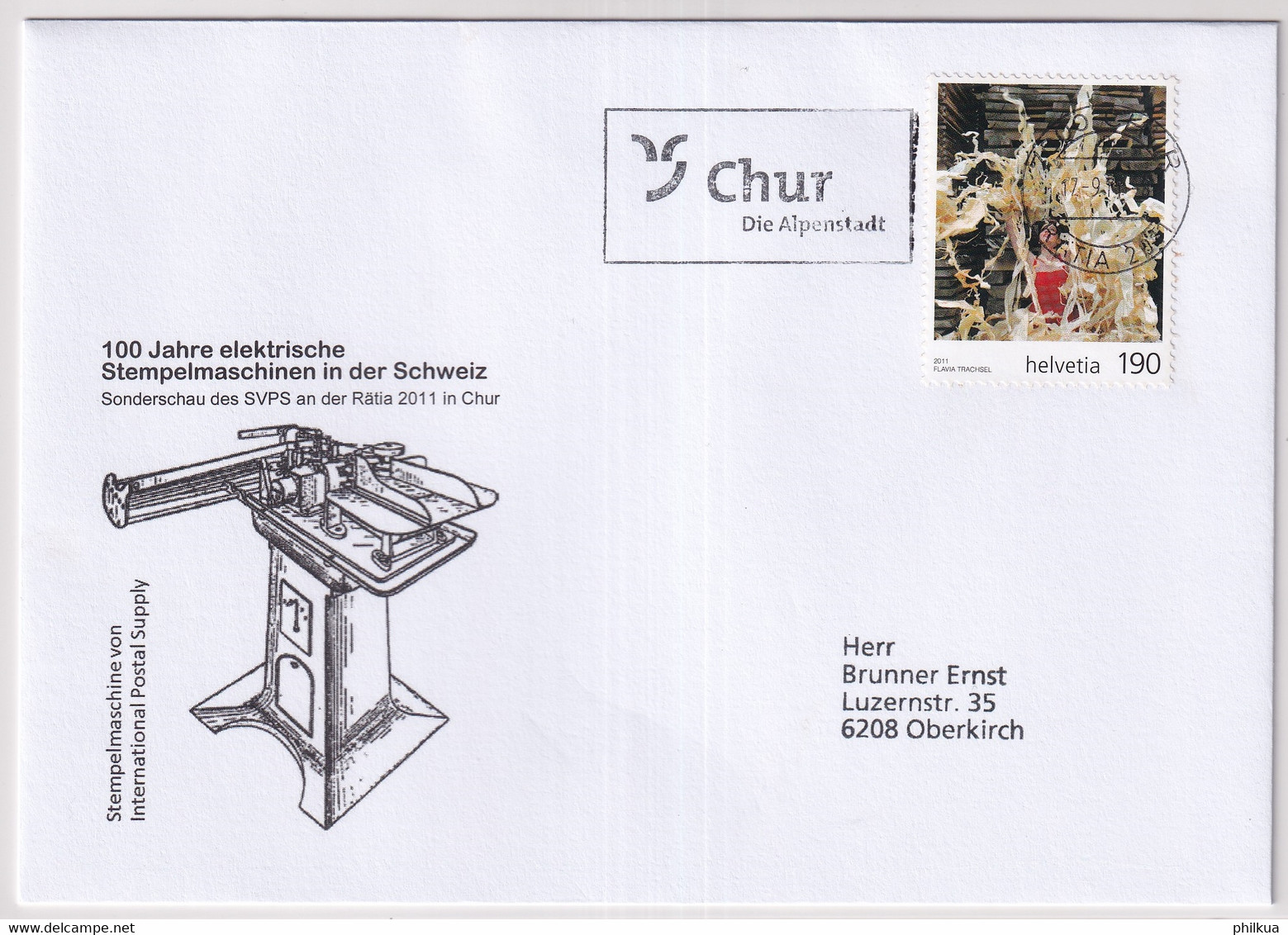 Zumstein 1409 / Mi. 2213 Auf Brief Mit Orts-Werbeflagge CHUR - DIE ALPENSTADT - Covers & Documents
