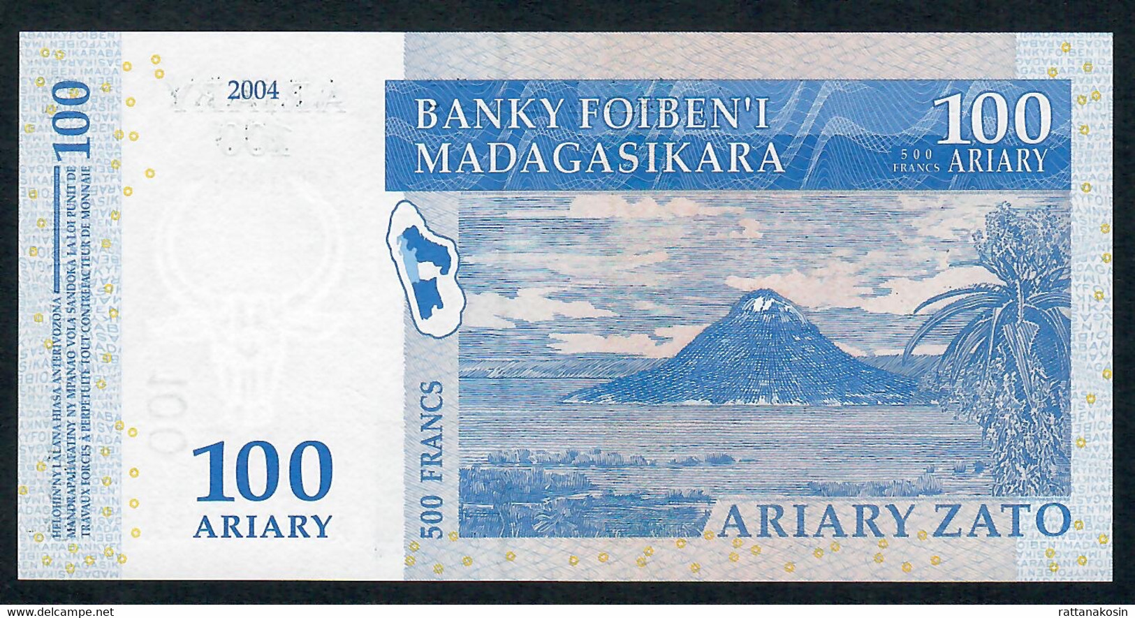 MADAGASCAR P86a 100 ARIARY 500 RANCS 2004 Signature 5     #A/A    UNC. - Madagaskar