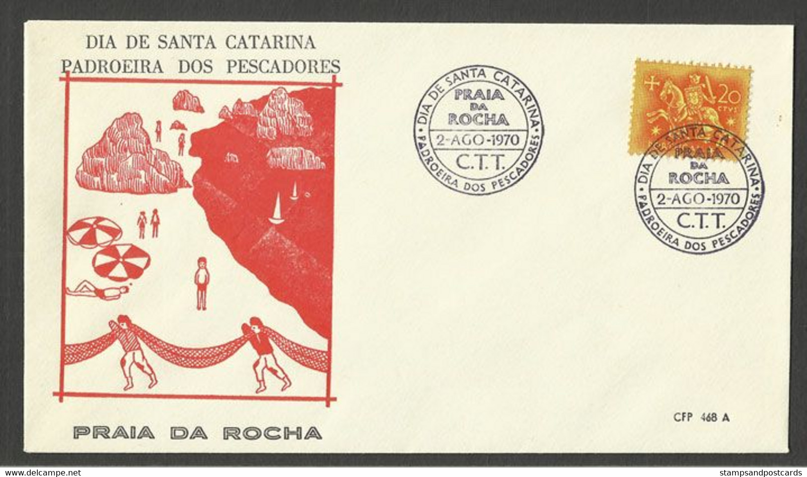 Portugal Cachet Commémoratif  Saint Catherine Patronne Des Pêcheurs Praia Da Rocha Algarve 1970 Event Postmark - Flammes & Oblitérations