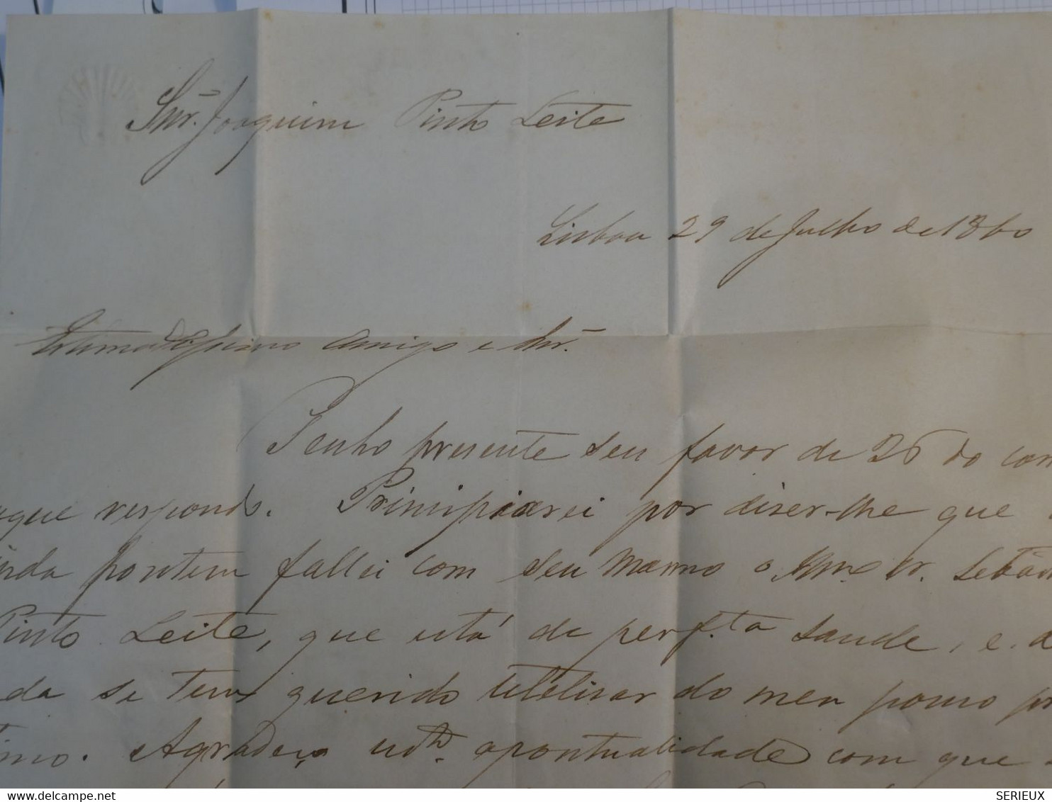 BN1  PORTUGAL BELLE LETTRE  RR  1860 LISBOA A PORTO   +AFFRANCH. BLEU INTERESSANT++ + - Lettres & Documents