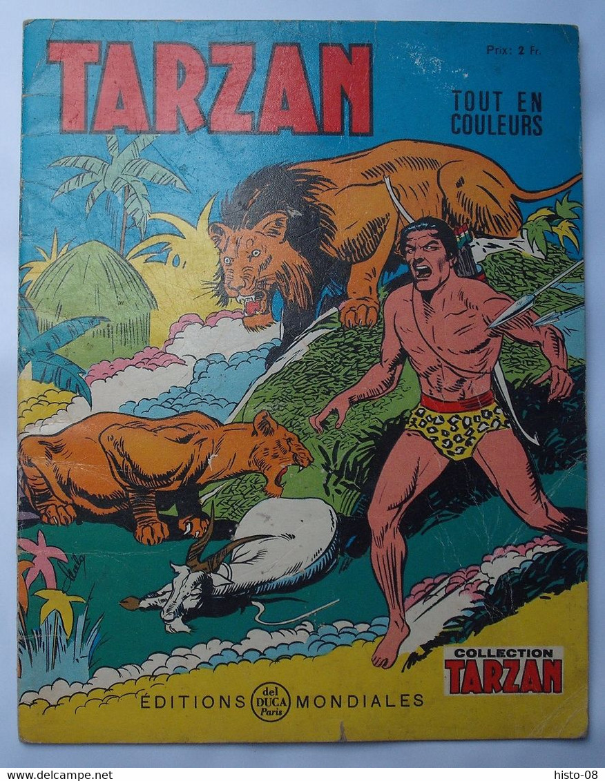 BD : TARZAN . 1966 . TARZAN .... EDGAR RICE BURROUGHS . .. COLLECTION TARZAN  - EDITIONS MONDIALES  DEL DUCA PARIS - Tarzan