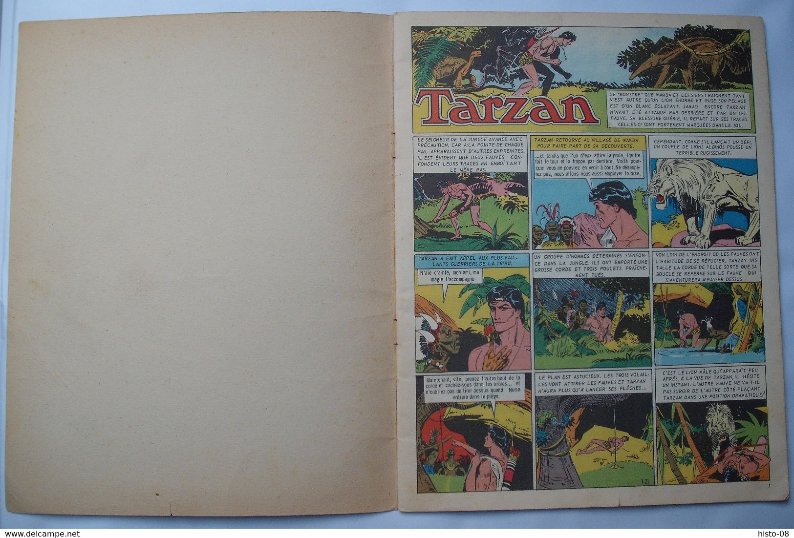 BD : TARZAN . 1966 . TARZAN .... EDGAR RICE BURROUGHS . .. COLLECTION TARZAN  - EDITIONS MONDIALES  DEL DUCA PARIS - Tarzan