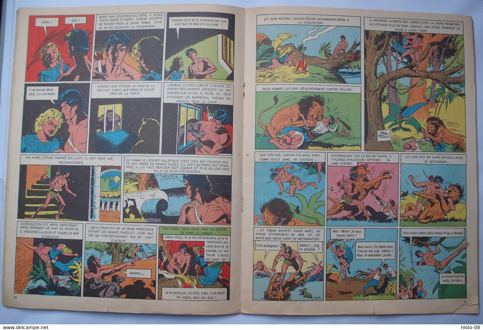 BD : TARZAN . 1966 . TARZAN .... EDGAR RICE BURROUGHS . .. COLLECTION TARZAN  - EDITIONS MONDIALES  DEL DUCA PARIS - Tarzan