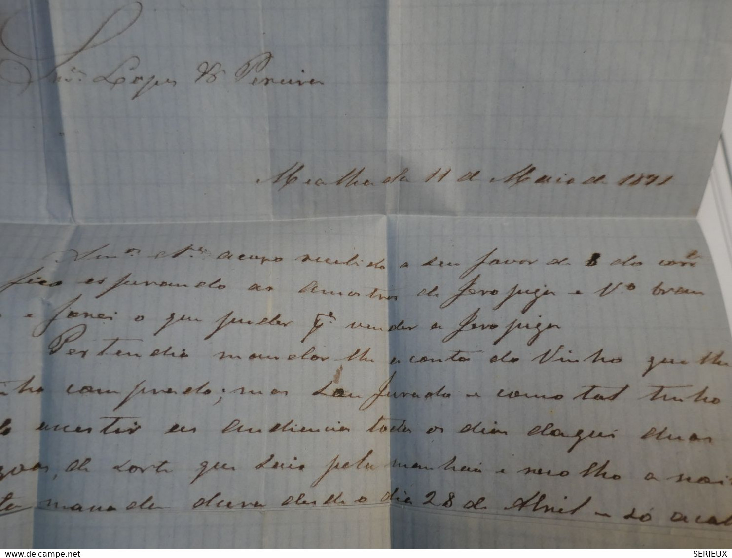 BN1  PORTUGAL BELLE LETTRE  RR  1871 PETIT BUREAU MEALHADA  A FIGUINA?    +AFFRANCH.  INTERESSANT++ + - Briefe U. Dokumente