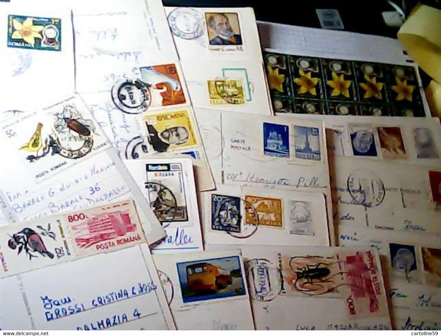 14 CARD LETTRE  STAMP TIMBRE SELLO FRANCOBOLLI ROMANIA  70gm   JF7945 - Postmark Collection