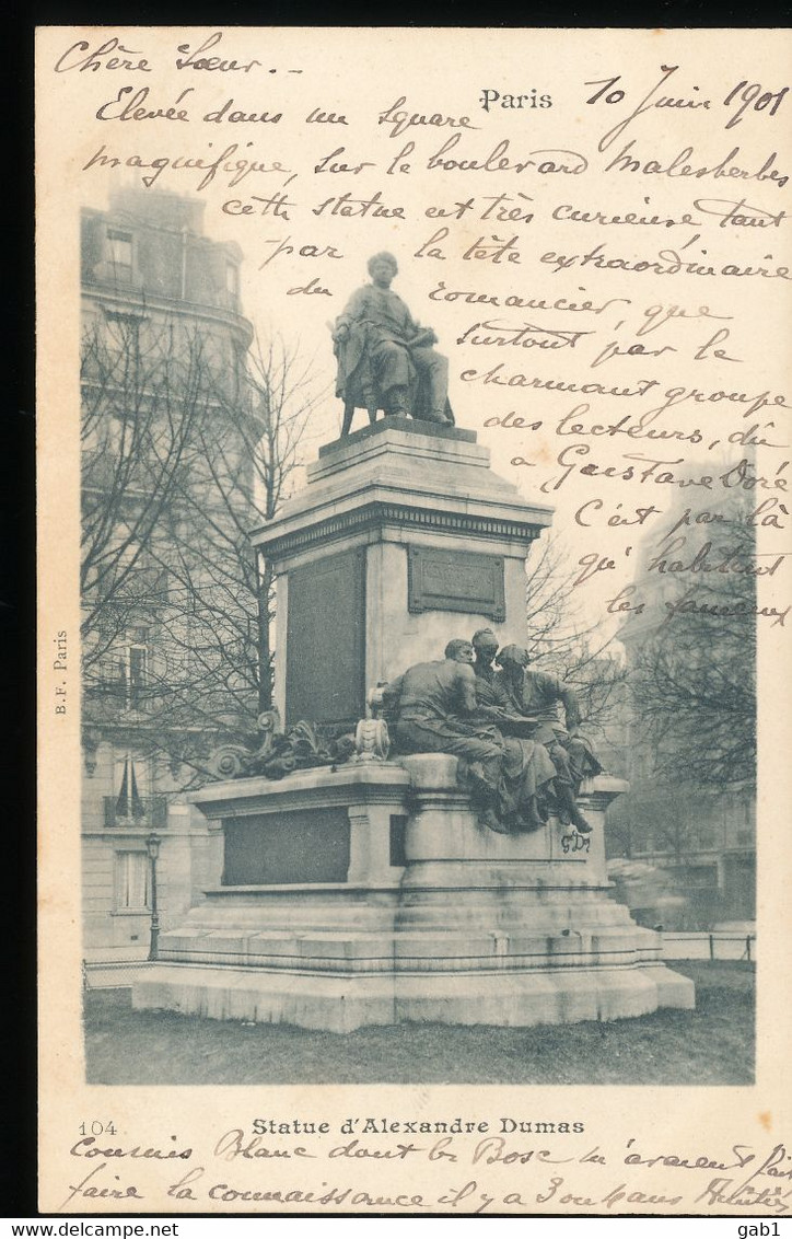 75 ---  Paris --  Statue D'Alexandre Dumas - Statues