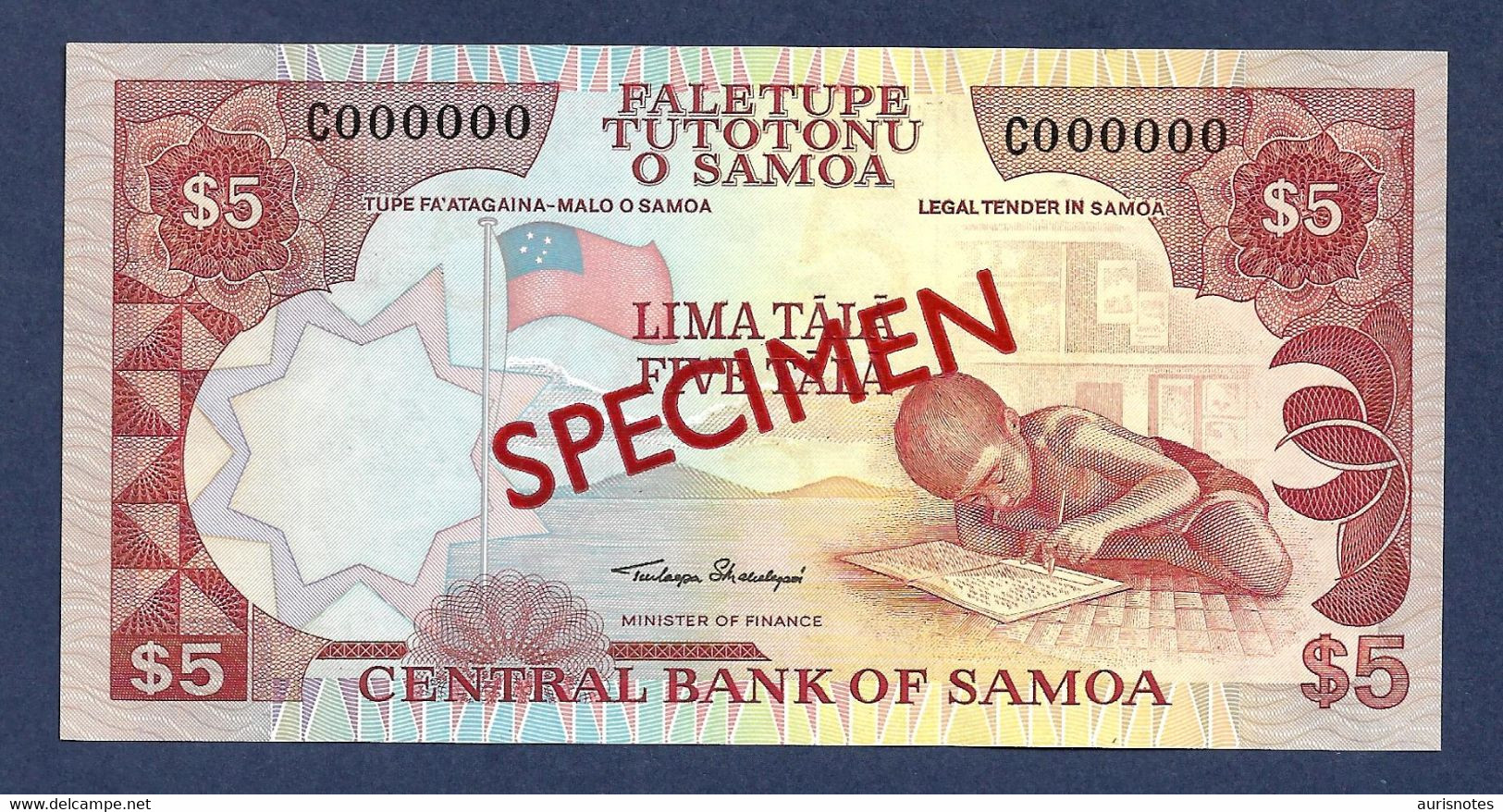 Samoa 5 Tala 1985 P26s Specimen UNC - Samoa