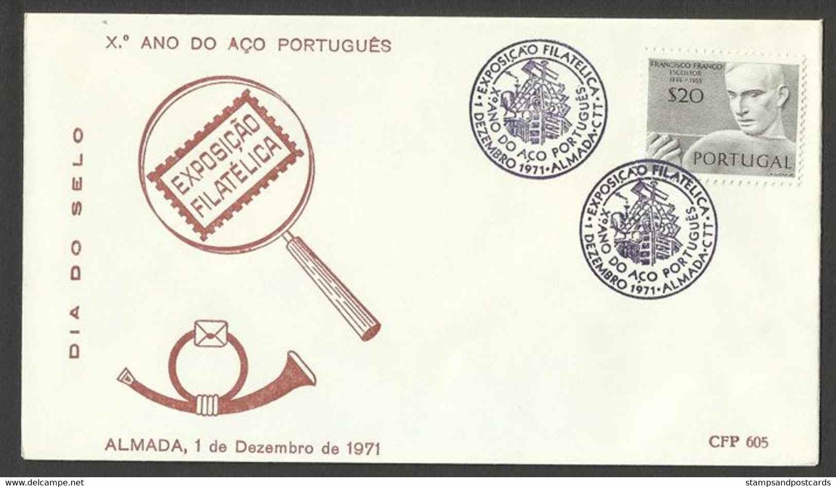 Portugal Cachet Commémoratif  Expo Philatelique Aciérie Portugais Almada 1971 Event Pmk Philatelic Expo Portuguese Steel - Flammes & Oblitérations
