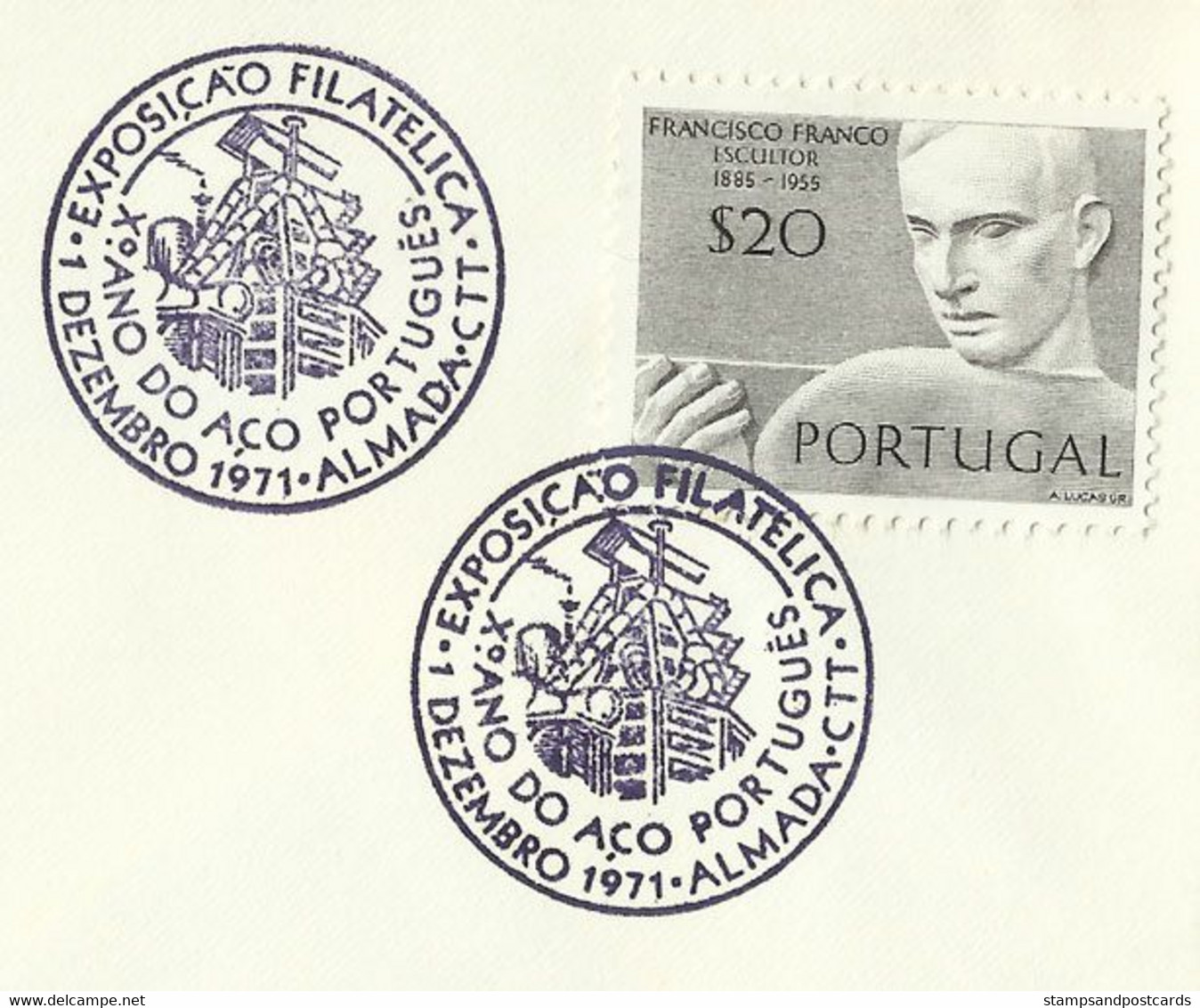 Portugal Cachet Commémoratif  Expo Philatelique Aciérie Portugais Almada 1971 Event Pmk Philatelic Expo Portuguese Steel - Maschinenstempel (Werbestempel)