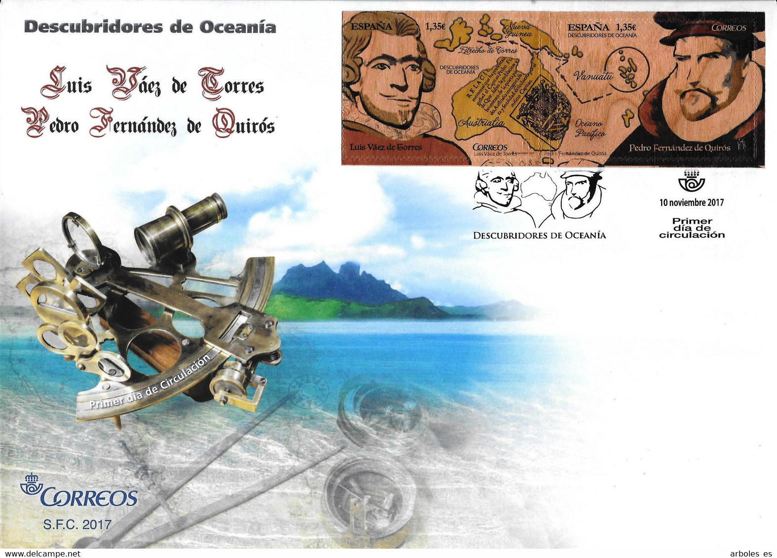 FDC - DESCUBRIDORES DE OCEANIA - AÑO 2017 - Nº EDIFIL 5183-84 - FDC